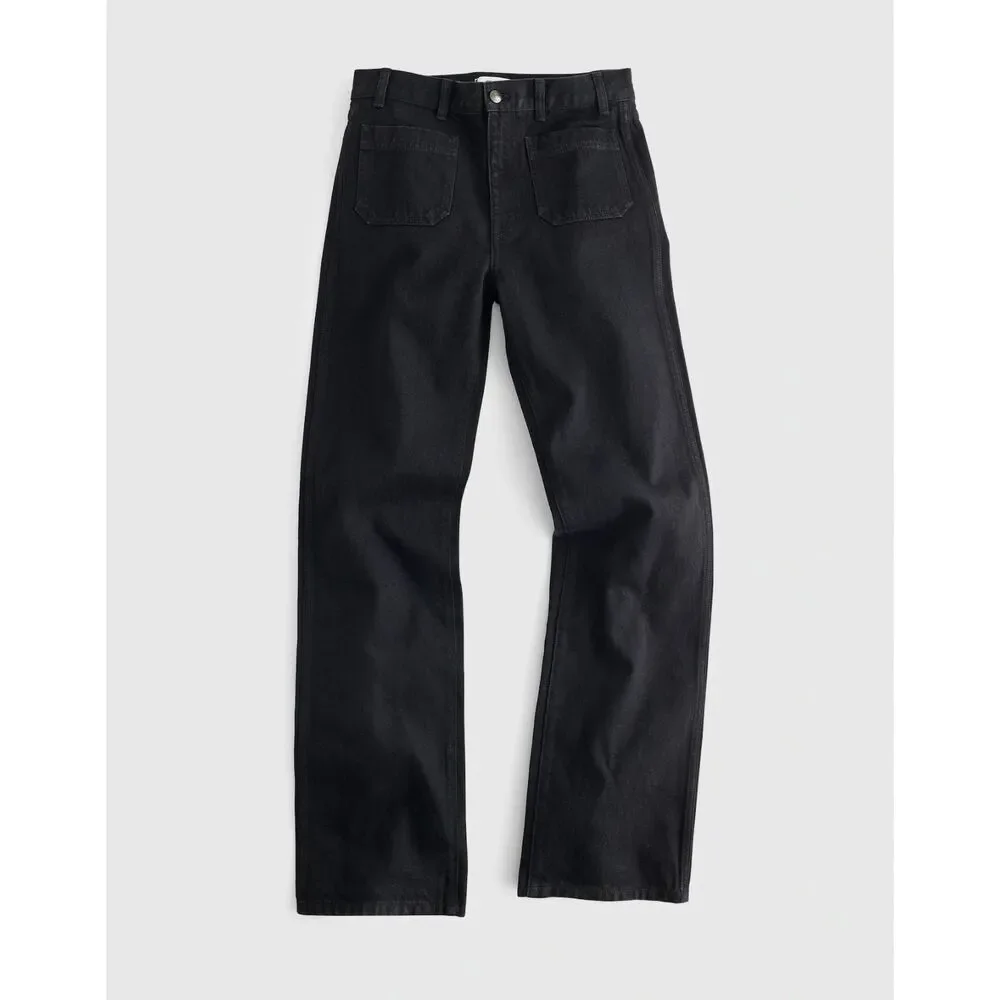Madewell Cleo Straight Jeans W31 NWT Black Rinse High Rise Patch Pocket NX987